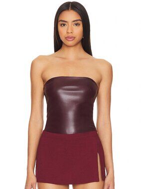 Amanda Uprichard/Revolve Callie Leather Strapless Top